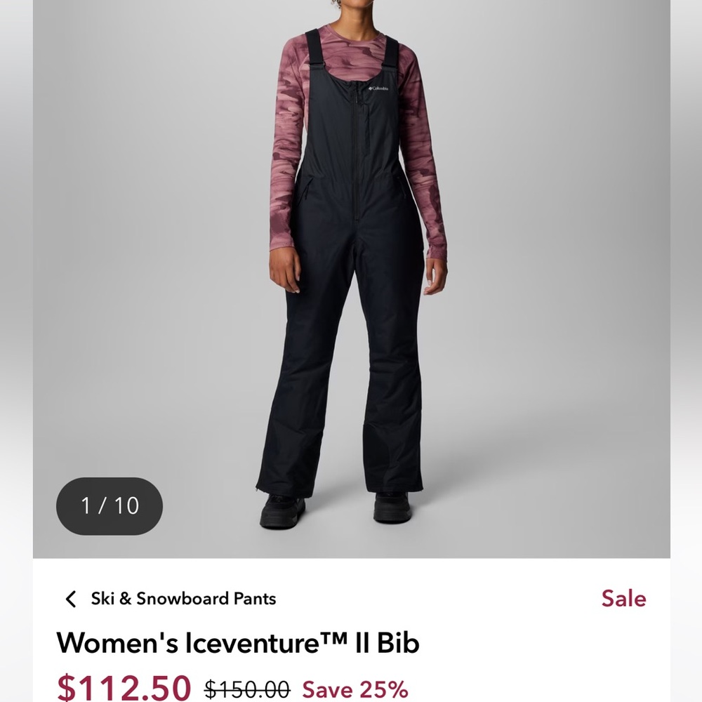 NWT Columbia Women's Black Ski Bib